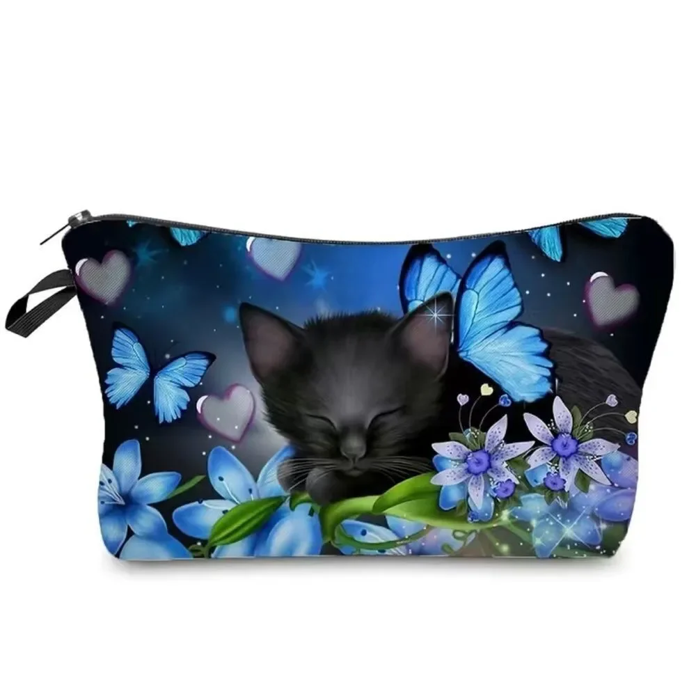 BUTTERFLY COSMETIC BAG, PURPLE N BEIGE‎